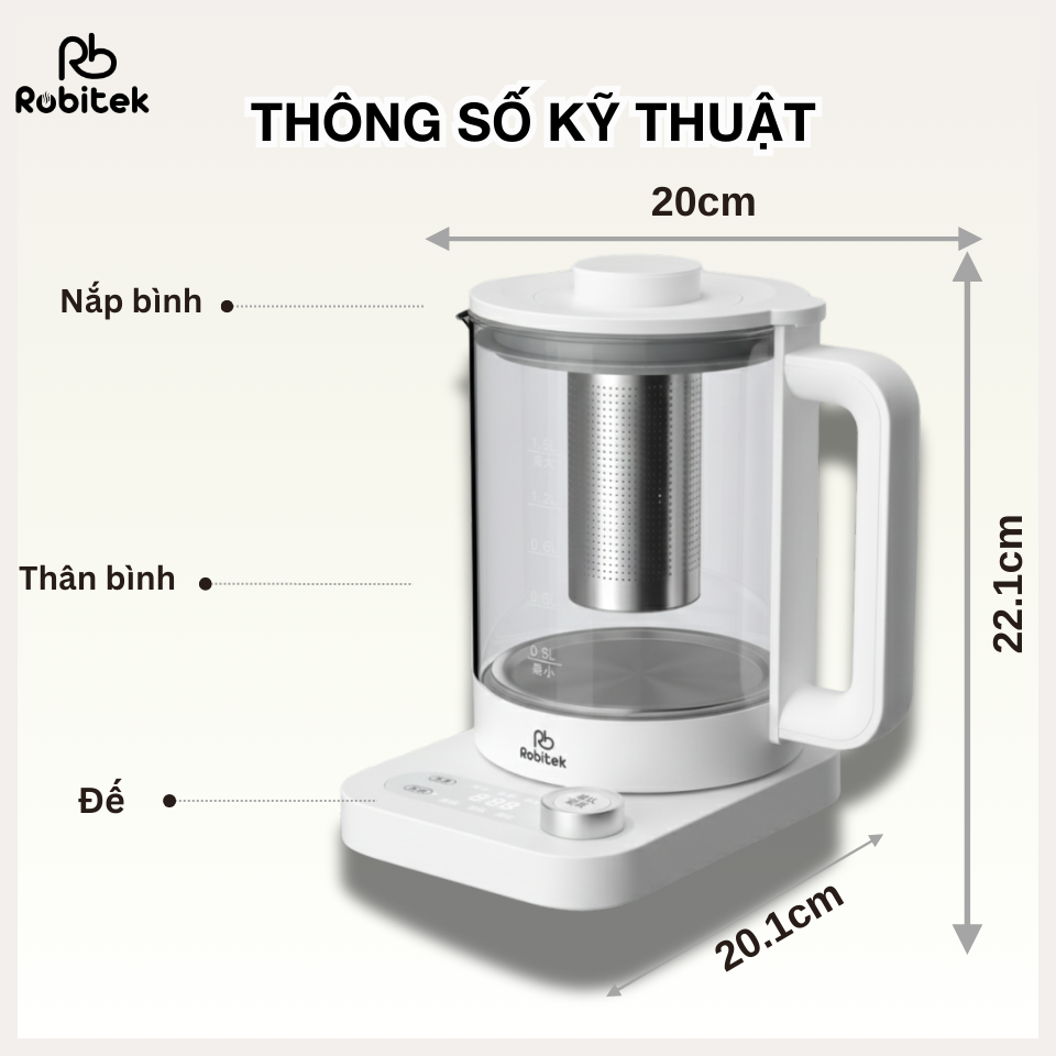 Máy Pha Trà Robitek RB18 - 1.8L – Đa năng&nbsp;
